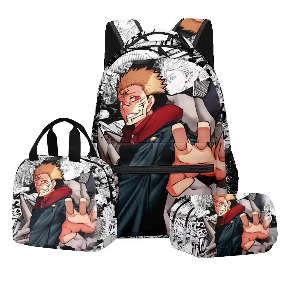 Jujutsu Kaisen Backpack 3-Piece Set | Bag, Pencil Case & Handbag Backpacks - The Eezee Shop