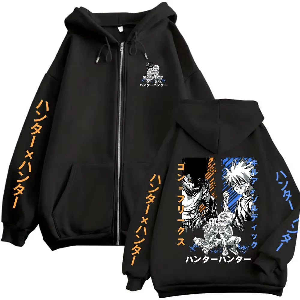 Killua Zoldyck Zip-Up Hoodie | Hunter x Hunter Fleece Jacket Hoodies & Sweatshirts - The Eezee Shop