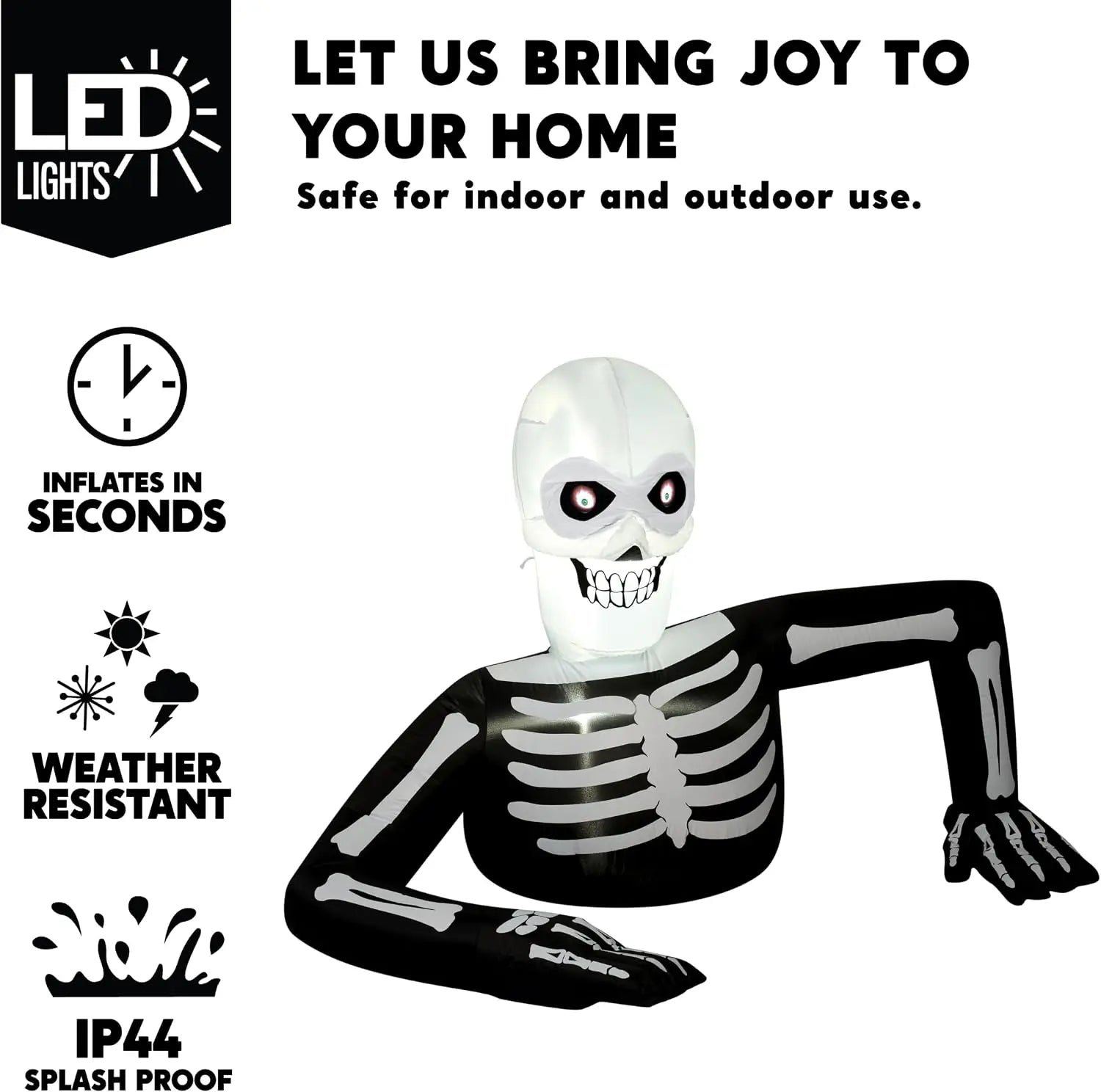5.5ft Skeleton Inflatable with Animated LCD Eyes | Yard Decor Outdoor Halloween Decorations - The Eezee Shop