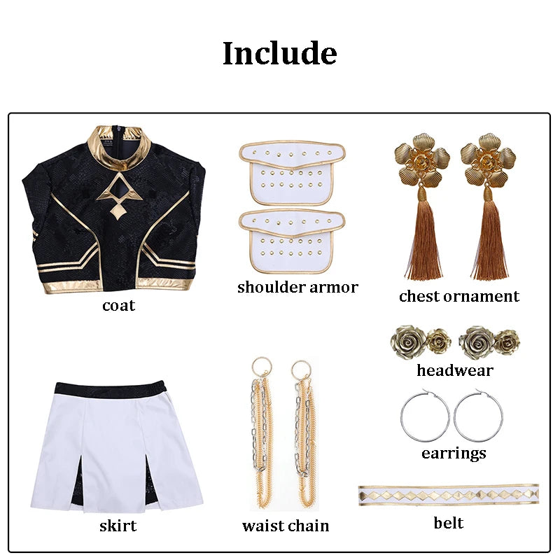 Rumi, Zoey & Mira Cosplay Costume with Wig | Black & Gold Stage Outfit Cosplay Costumes - The Eezee Shop