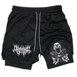 Y2K Skull 2-in-1 Gym Shorts | Men's Quick Dry Training Shorts Shorts - The Eezee Shop