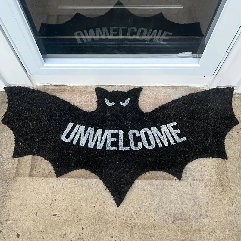 Black Bat Shaped Doormat | Gothic Washable Entrance Mat Rugs & Doormats - The Eezee Shop