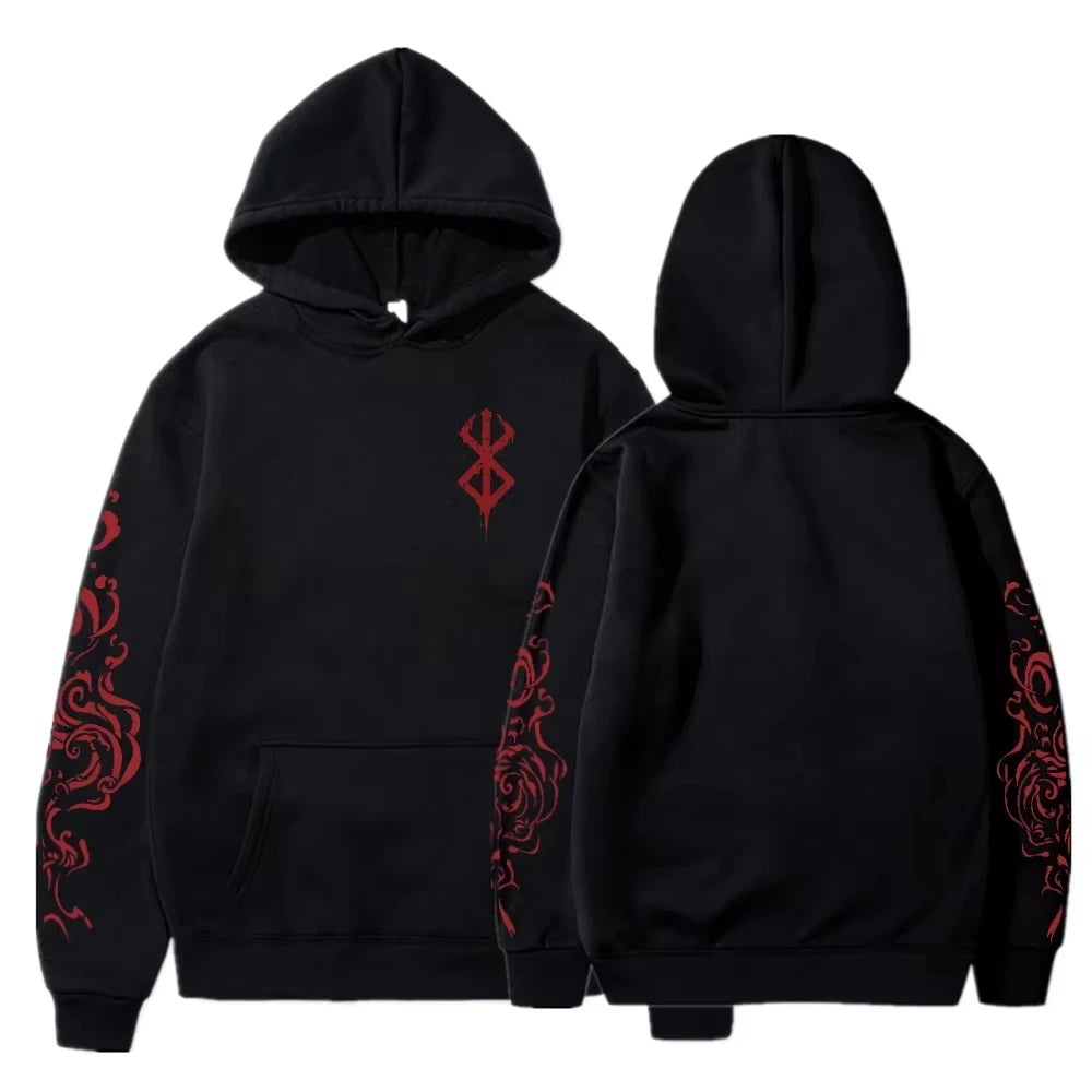 Berserk Acid Wash Hoodie | Goth Manga Streetwear Pullover Hoodies & Sweatshirts - The Eezee Shop
