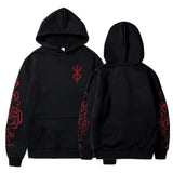 Berserk Acid Wash Hoodie | Goth Manga Streetwear Pullover Hoodies & Sweatshirts - The Eezee Shop