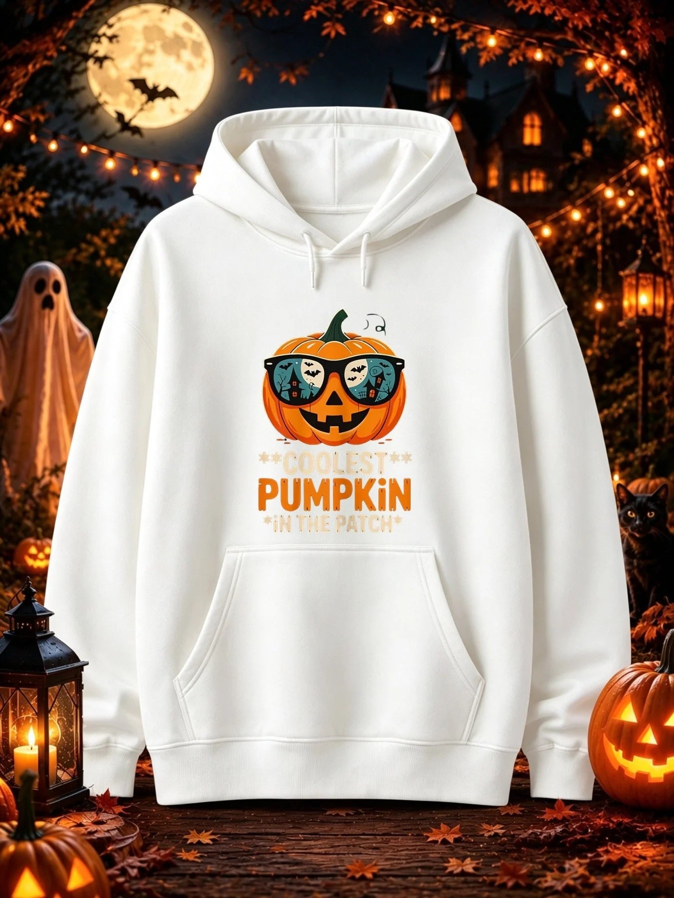 Coolest Pumpkin Hoodie | Men's Sunglasses Jack-O-Lantern Pullover Hoodies & Sweatshirts - The Eezee Shop