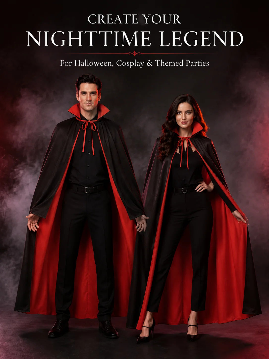 Reversible Vampire Cape | Red & Black Halloween Cosplay Cloak Cosplay Accessories - The Eezee Shop