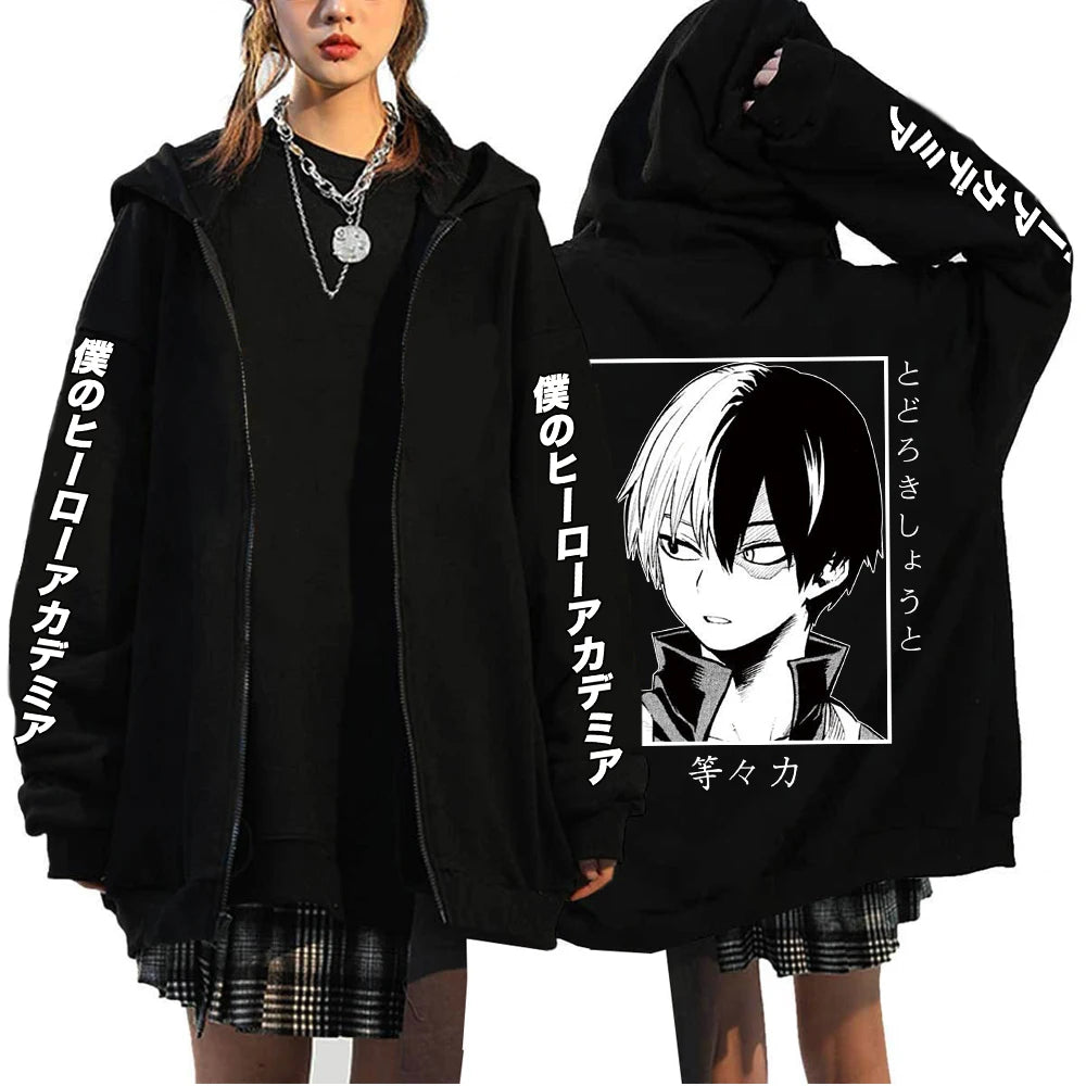 Todoroki & Bakugo Zip-Up Hoodie | My Hero Academia Streetwear Hoodies & Sweatshirts - The Eezee Shop