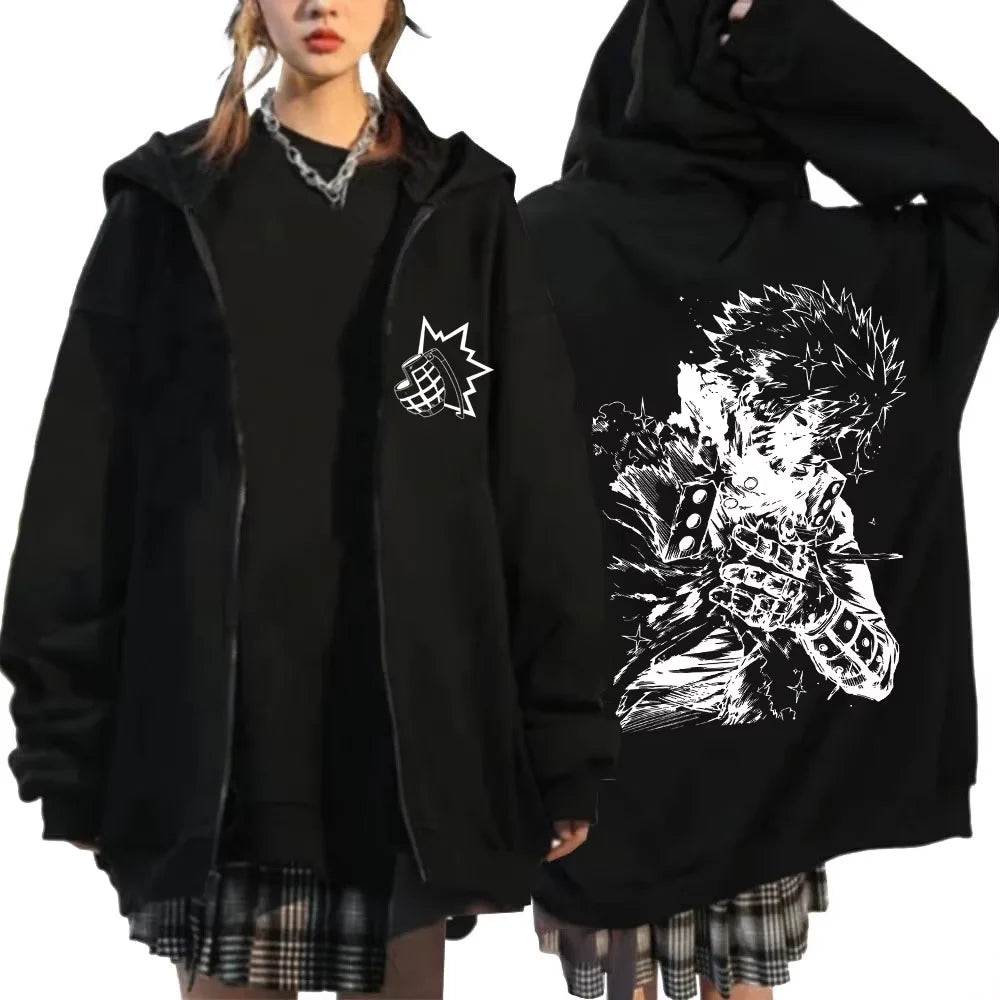 Bakugo Katsuki Zip-Up Hoodie | My Hero Academia Oversized Jacket Hoodies & Sweatshirts - The Eezee Shop