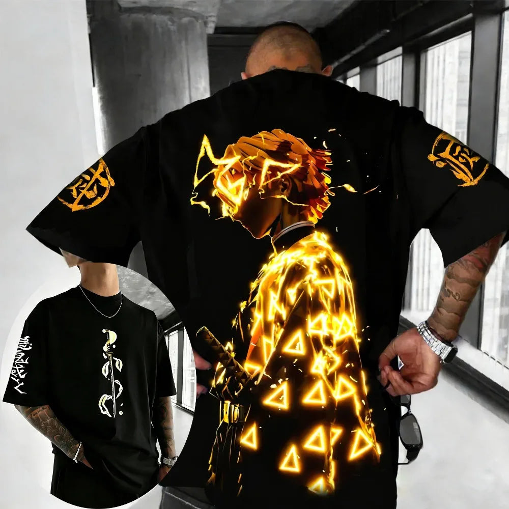 Zenitsu Agatsuma Cotton T-Shirt | Demon Slayer Unisex Tee Graphic Tees - The Eezee Shop
