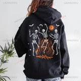 Dancing Skeleton Hoodie | Mall Goth Unisex Halloween Pullover Hoodies & Sweatshirts - The Eezee Shop