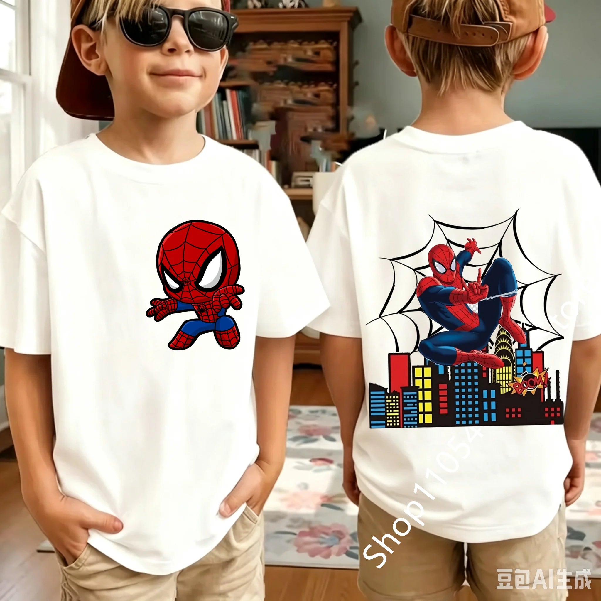 Kids Spider Character T-Shirt | Cute Breathable Summer Tee Graphic Tees - The Eezee Shop