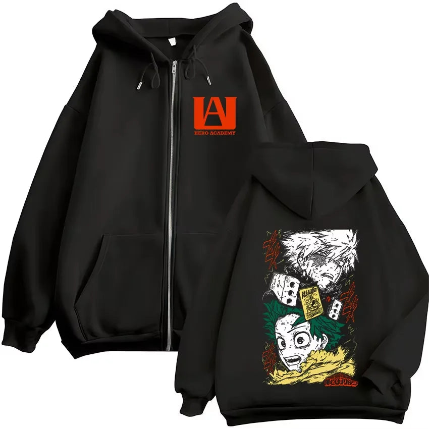 Bakugo Katsuki Zip-Up Hoodie | My Hero Academia Oversized Jacket Hoodies & Sweatshirts - The Eezee Shop
