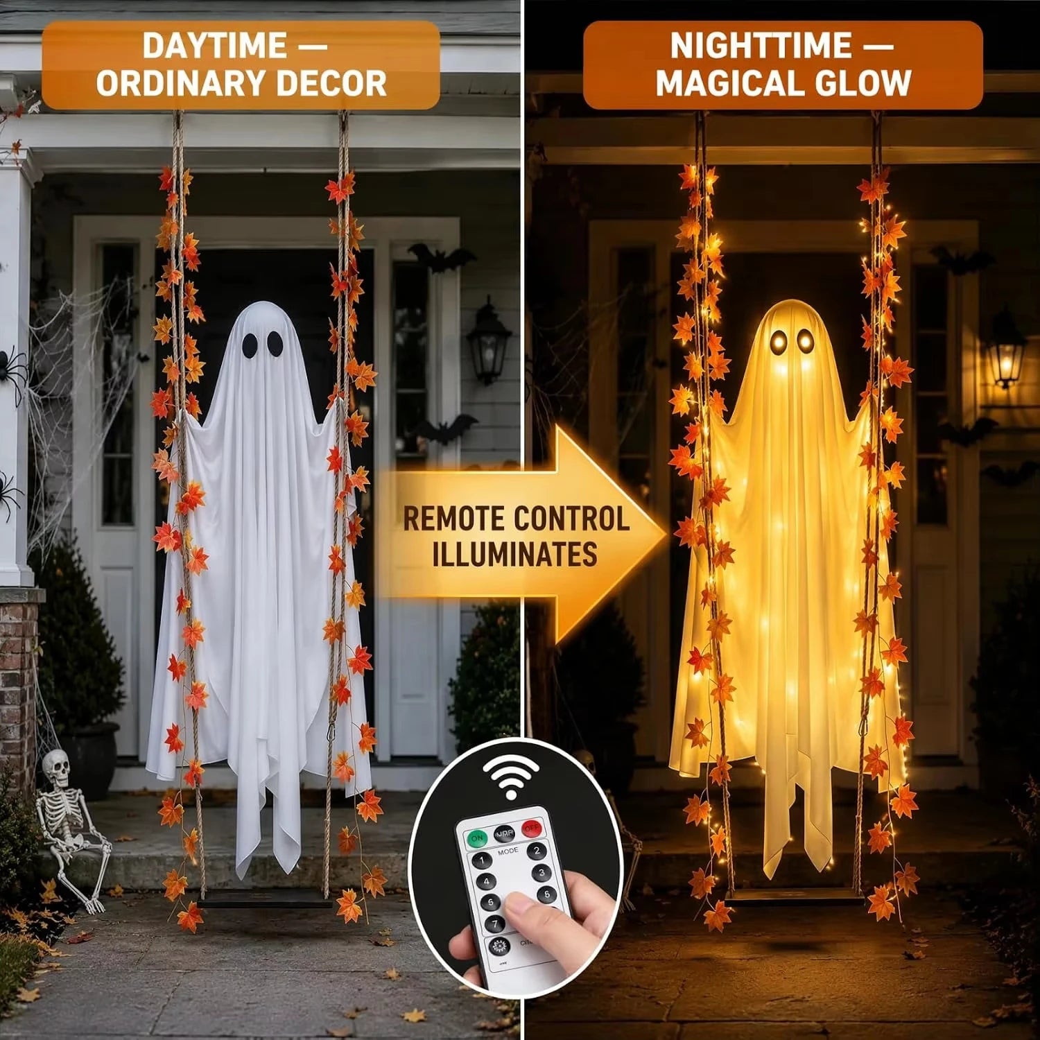 Swinging Flying Ghost Decoration | LED Remote Halloween Yard Ghost Outdoor Halloween Decorations - The Eezee Shop