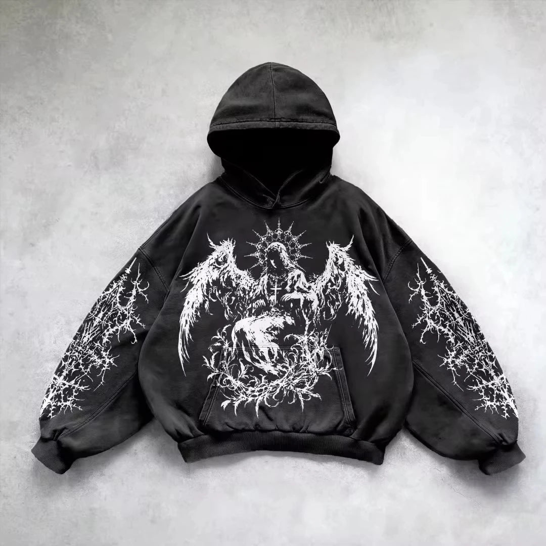 Retro Grunge Graphic Hoodie | Y2K Punk Unisex Pullover Hoodies & Sweatshirts - The Eezee Shop