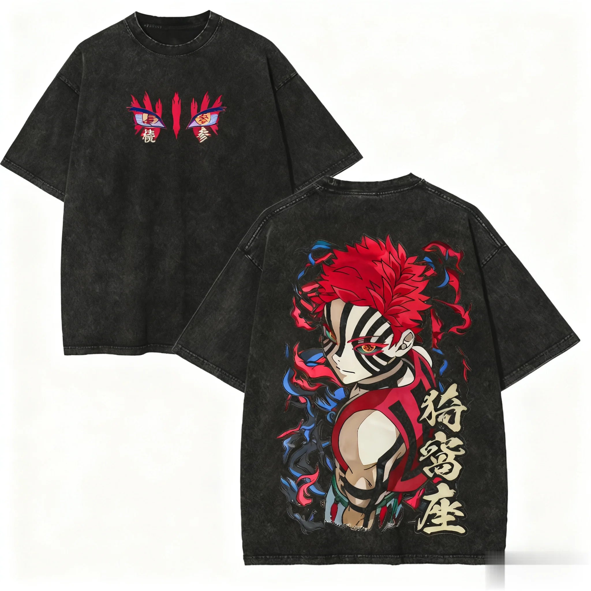 Harajuku Unisex Anime Demon Slayer Graphic T-Shirt Man Women Short Sleeved Tee Oversized Vintage Washed Casual Y2K Clothes Tops Anime Tshirts - The Eezee Shop