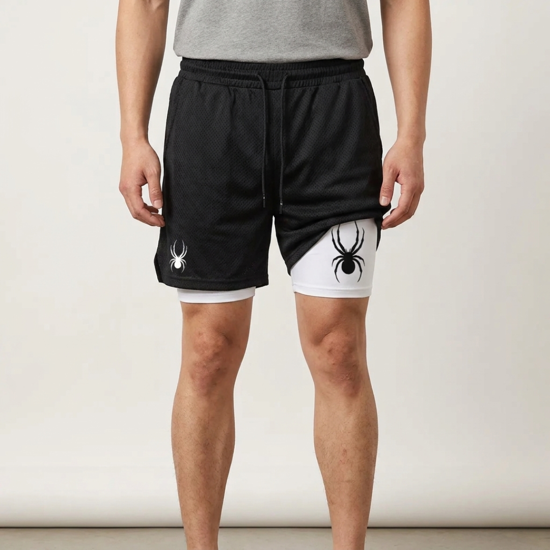 Spider Print Men's 2-in-1 Gym Shorts – Quick-Dry Liner Performance shorts - The Eezee Shop