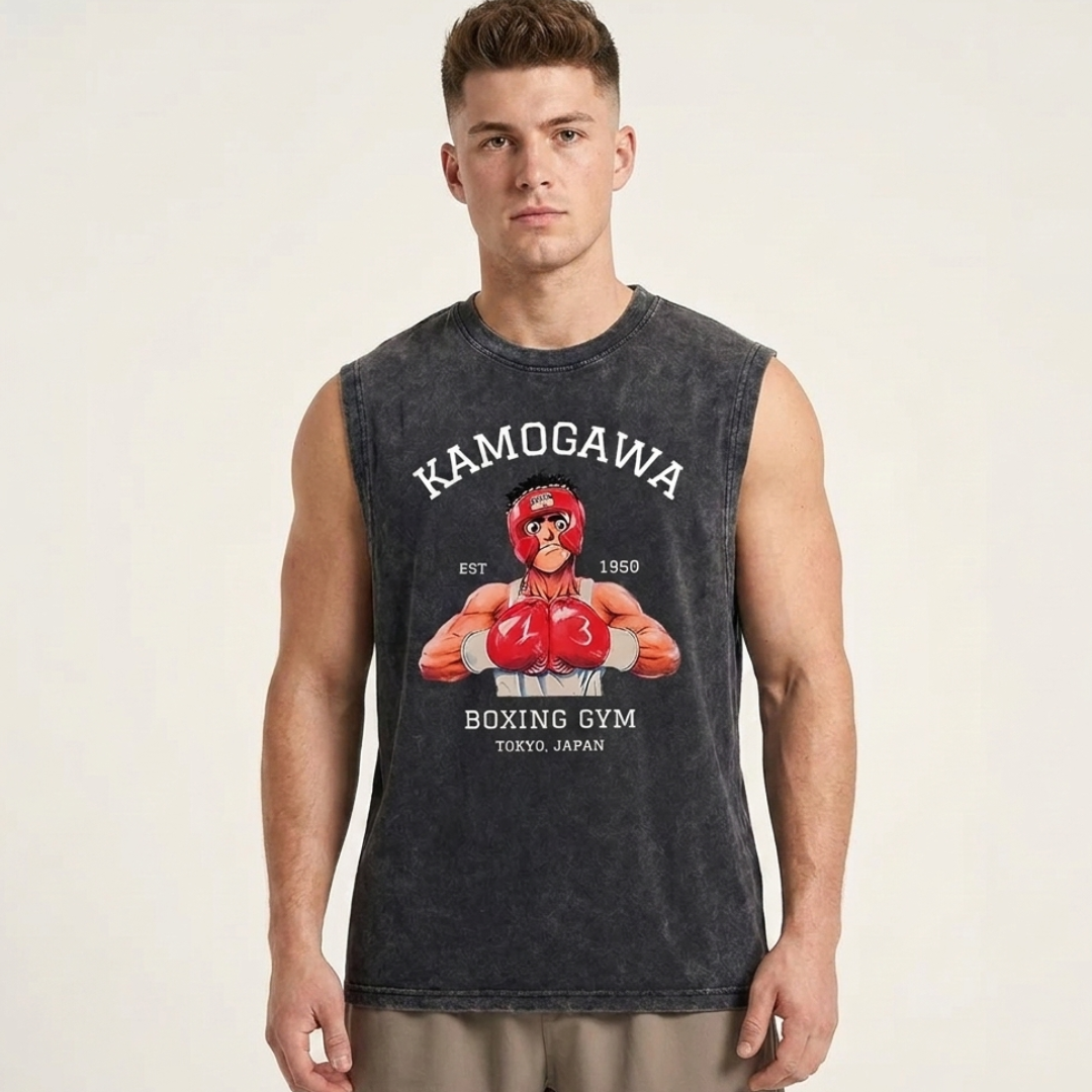 Hajime No Ippo Graphic Tank Top Anime Boxing Cotton Vest for Men Anime Tshirts - The Eezee Shop
