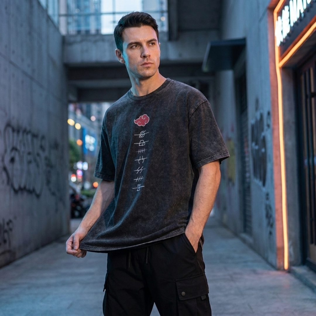 Akatsuki Naruto Oversized Retro Anime Graphic Men Tees Clothing Anime Tshirts - The Eezee Shop