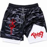 Berserk 2-in-1 Compression Gym Shorts Men's Anime Streetwear Performance shorts - The Eezee Shop