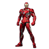Iron Man action figure in metallic red and gold armor, posed in a dynamic standing stance against a plain white background.