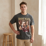 Iron Man Tony Stark Homage T-Shirt Vintage Wash Cotton Fan Tee