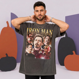 Iron Man Tony Stark Homage T-Shirt Vintage Wash Cotton Fan Tee