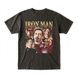 Iron Man Tony Stark Homage T-Shirt Vintage Wash Cotton Fan Tee