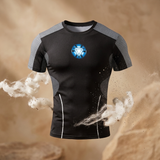 Marvel Iron Man Tony Stark Arc Reactor Compression T-Shirt Quick Dry Stretch Fit
