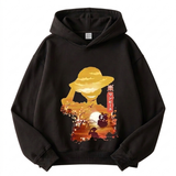 One Piece Luffy Hoodie Fleece Sweatshirt with Anime Print, Kids Trendy Pullover