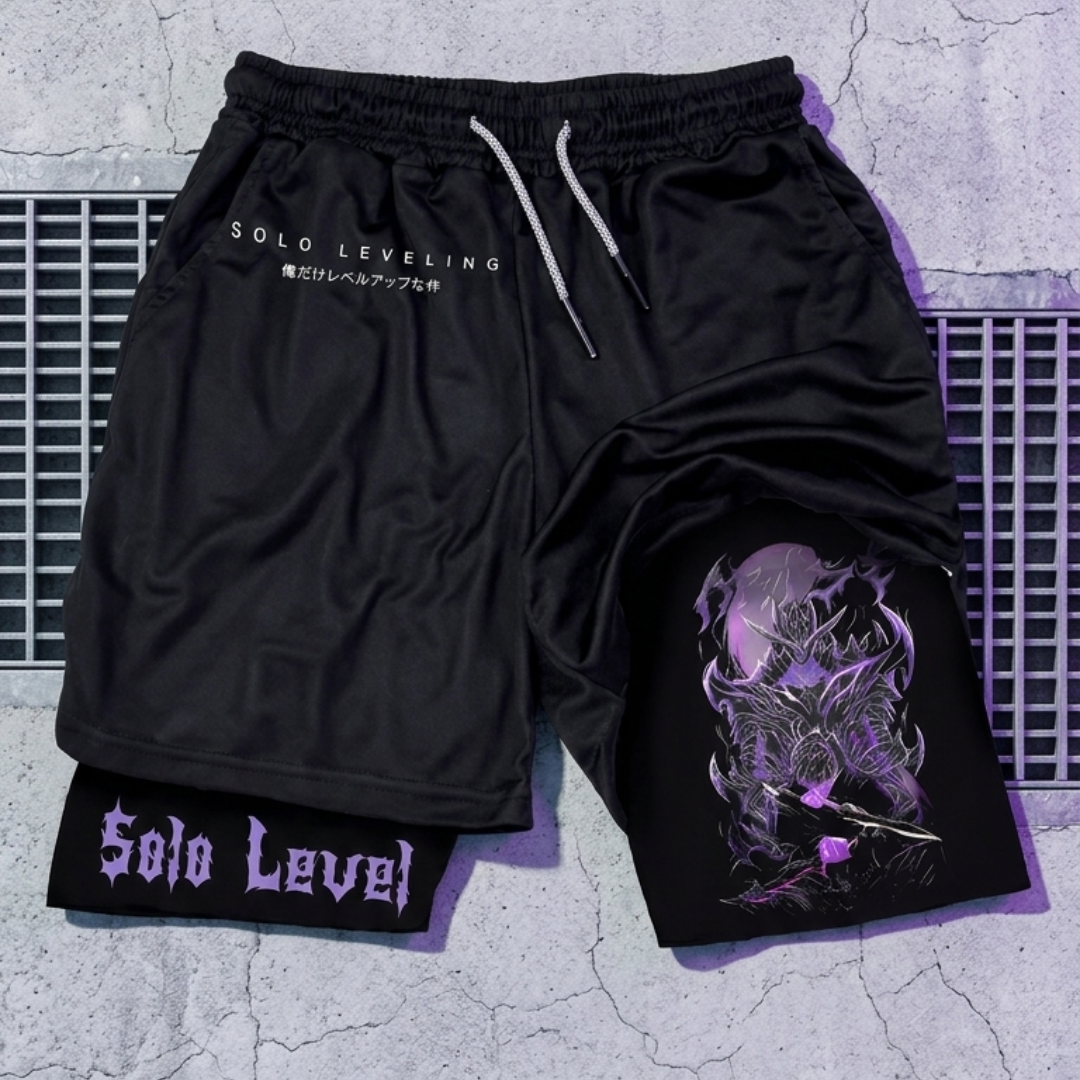 Solo Leveling 2-in-1 Fitness Shorts Japanese Running Sports Sweatpants Performance shorts - The Eezee Shop