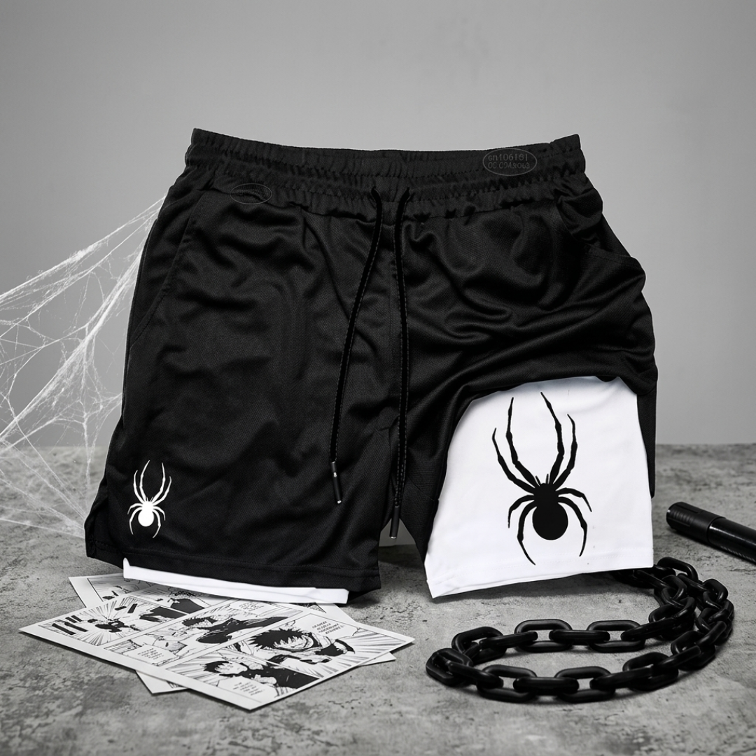 Spider Print Men's 2-in-1 Gym Shorts – Quick-Dry Liner Performance shorts - The Eezee Shop