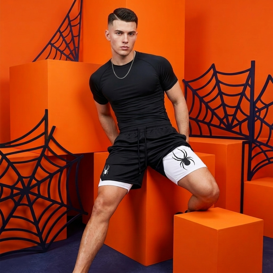 Spider Print Men's 2-in-1 Gym Shorts – Quick-Dry Liner Performance shorts - The Eezee Shop