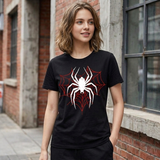 Spider Web Graphic Round Neck T-Shirt Women's Casual Short Sleeve Anime Tshirts - The Eezee Shop