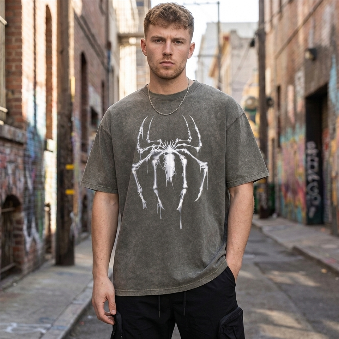 Dripping Spider Vintage Tee Men's Oversized Anime Tshirts - The Eezee Shop