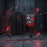 Guts Berserk Acid Washed Oversized T-Shirt Anime Tshirts - The Eezee Shop
